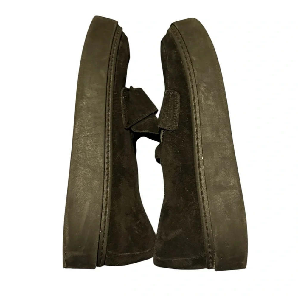 Aquatalia Lorita Genuine Suede Leather Platform Sole Slip-On Loafer Black Sz 6.5